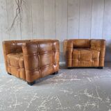 Cube leather armchairs