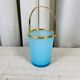 Vintage ice bucket in blue opaline and gold metal