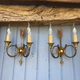 French neoclassical antique wall sconces  highly detailed with hunting horn and arrow motif hunting