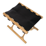 Stool Model PH 43 Made In Oak & Stretched Black Full Grain Leather By Poul Hundevad