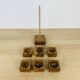 6 olive wood egg cups and their support