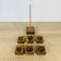 6 olive wood egg cups and their support