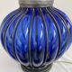 Vintage, blown glass lamp base, cobalt blue, silver metal frame, designer lamp, chic