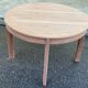 Renovated round extendable Scandinavian dining table in teak, 153cm.