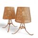Mid-Century Bamboo and Cane Pair of Large Table Lamps By Louis Sognot, 1970s
