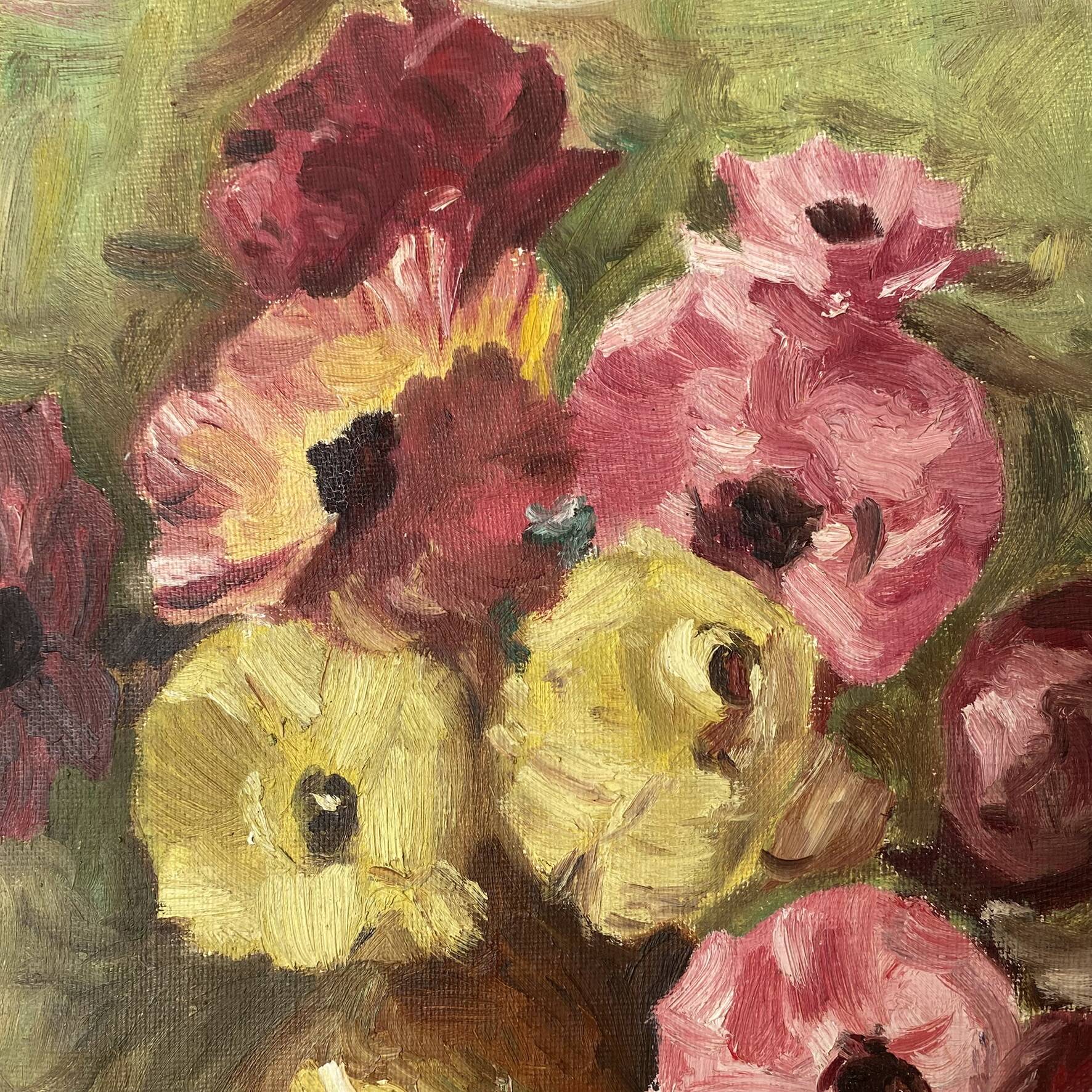 Painting bouquet, oil on canvas on frame flowers 35X27.
