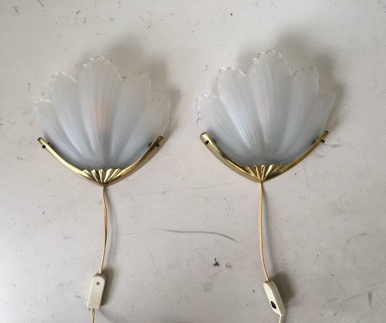 Sconces glass frosted metal golden years 1960-1970