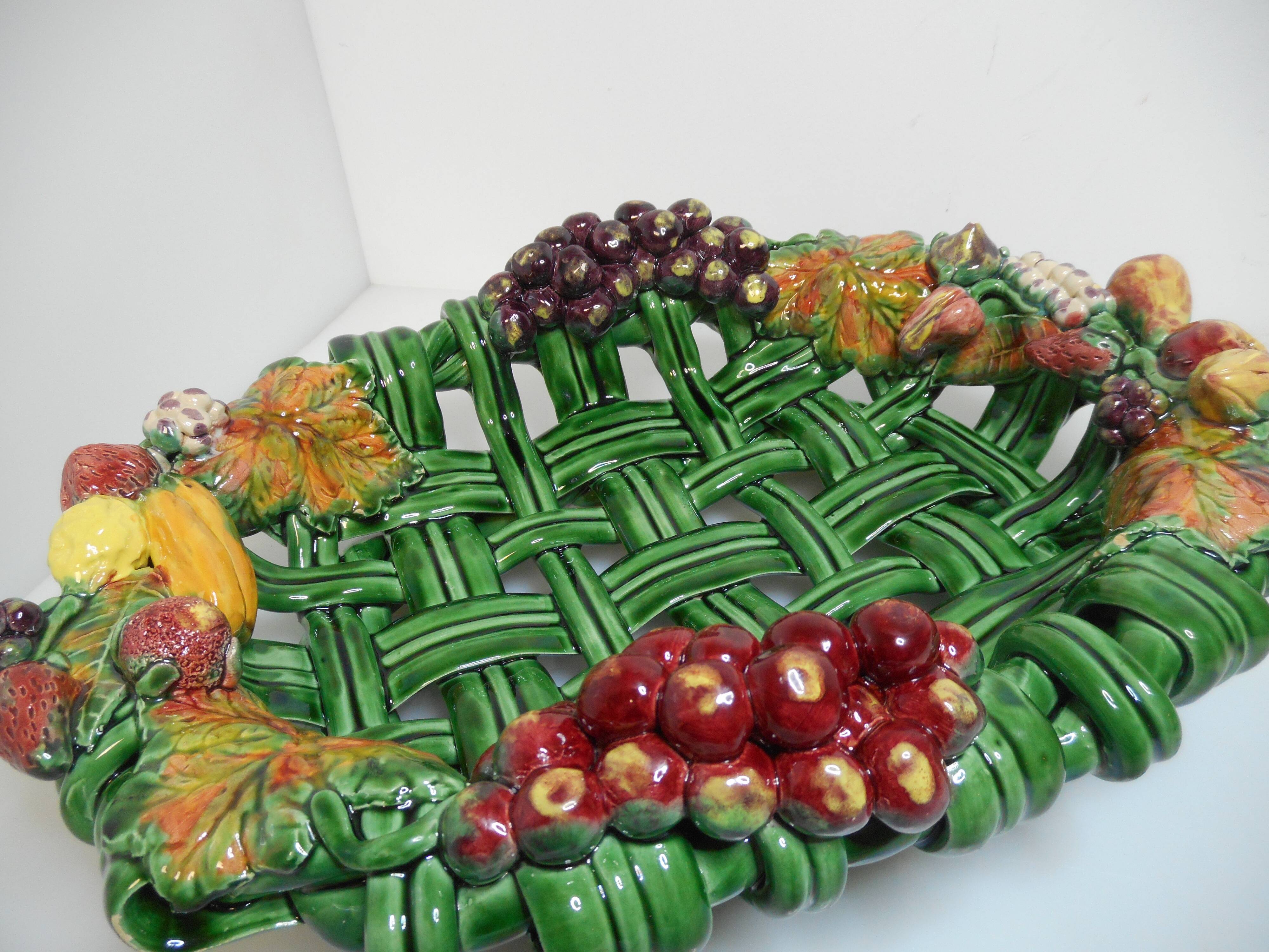 Fruit basket by Vallauris stamped Heny France, vintage