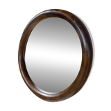 Vintage round bamboo mirror from the 1970s