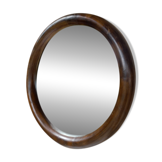 Miroir bambou rond vintage 1970