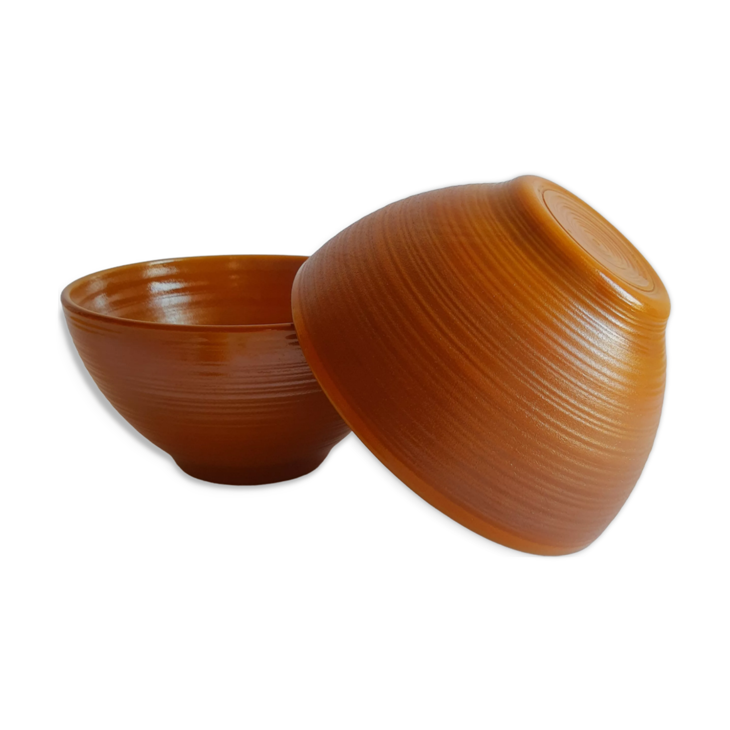 Duo of brown bowls Arcopal model Vintage volcano