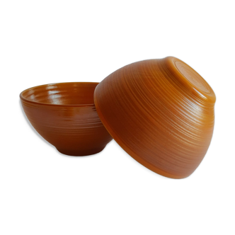 Duo de bols marrons Arcopal modèle Volcan vintage