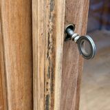 Parisian glass-fronted Art Deco wardrobe in solid raw walnut.