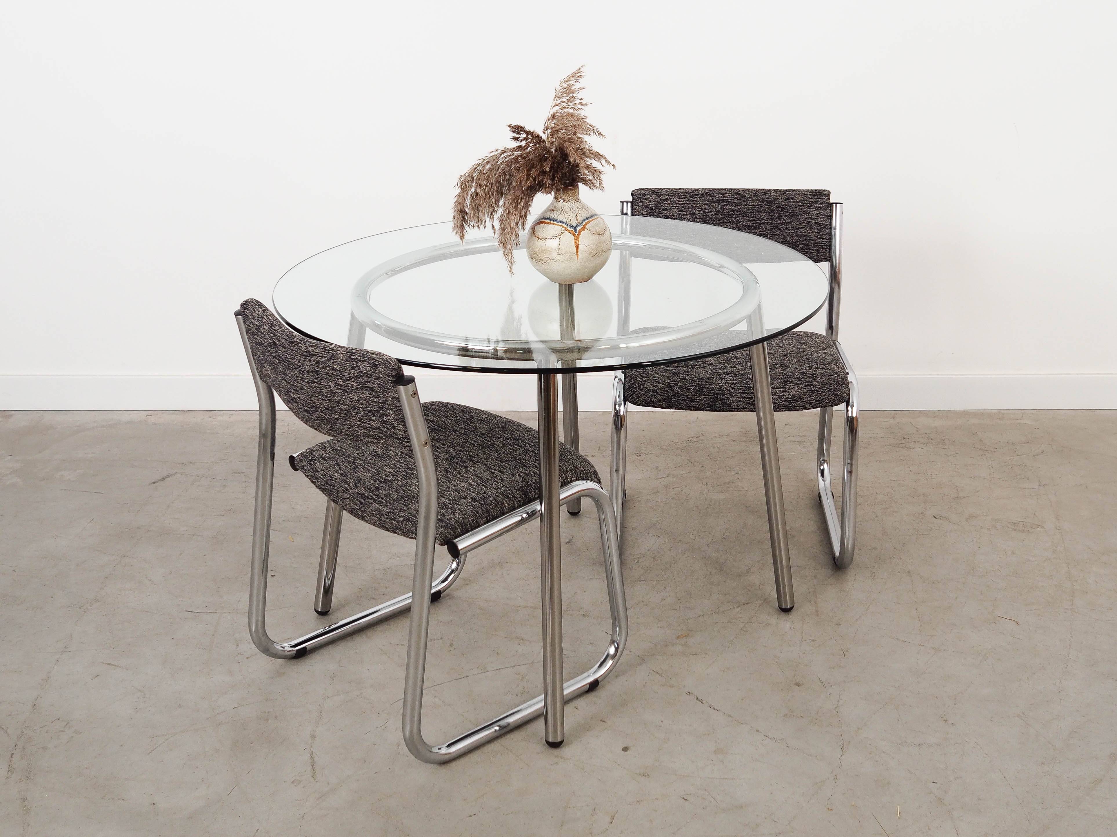 Glass table, Italian design, 1980s, made in Italy