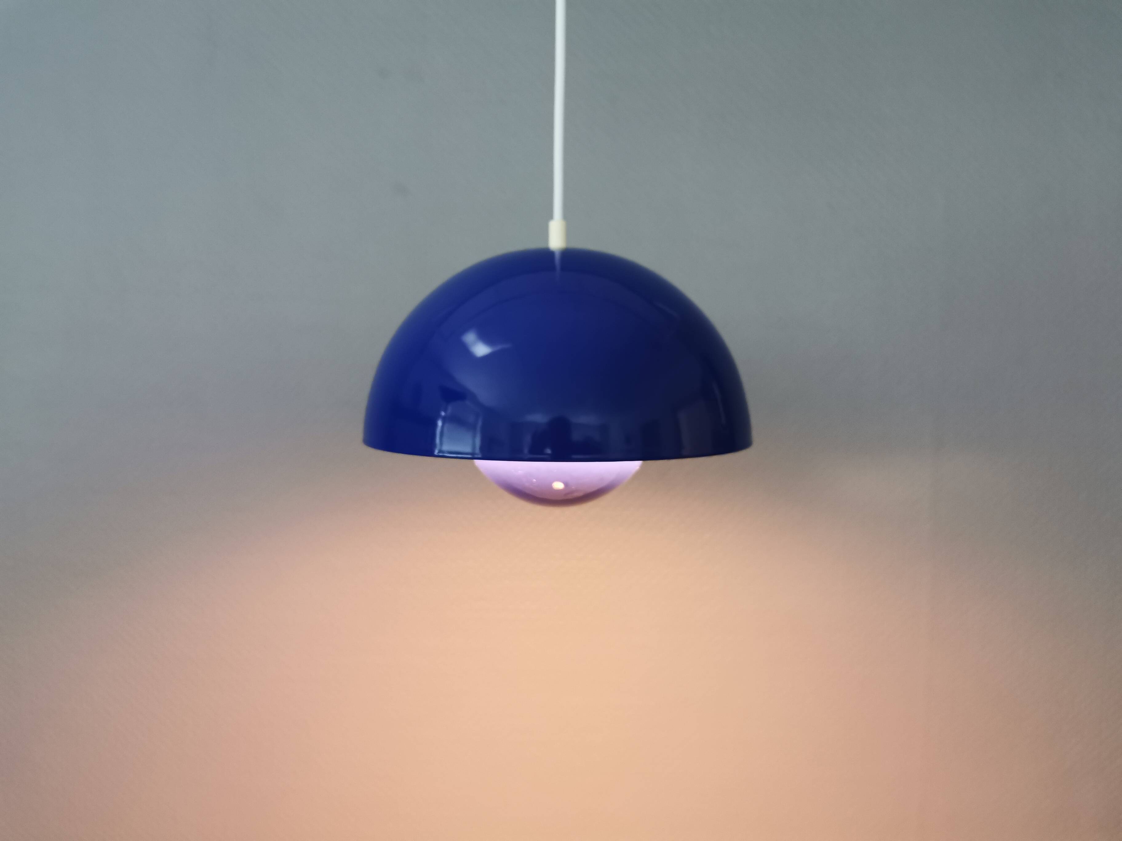 Vintage Verner Panton Flowerpot VP1 Enamel Hanging Lamp, Danish Design
