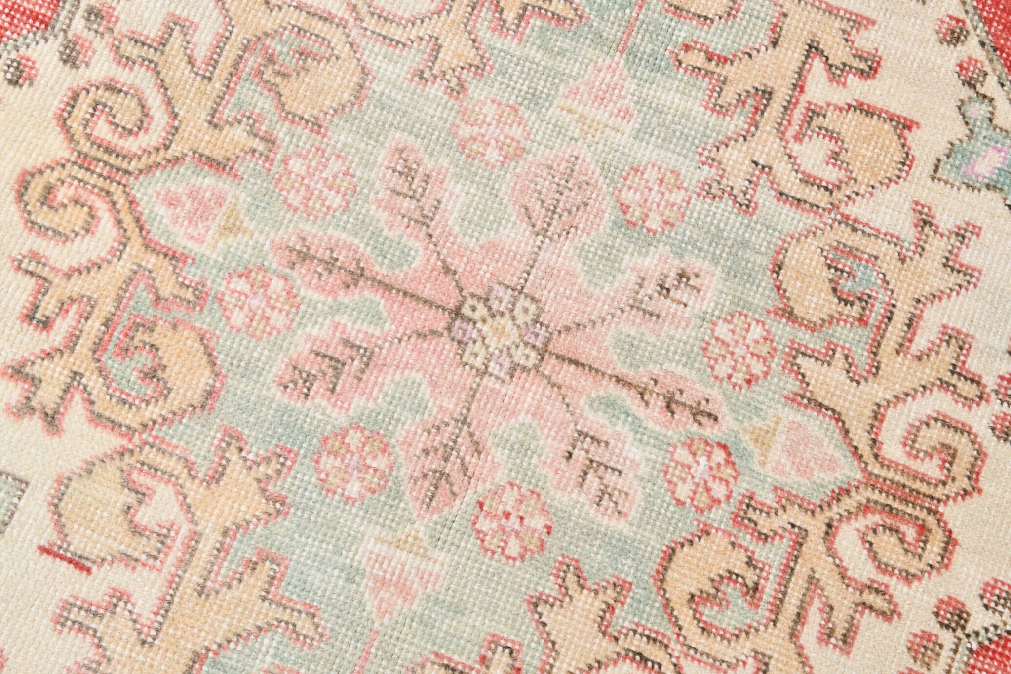 4x7 Red & Cream Antique Vintage Rug, 129x216Cm SK 22247