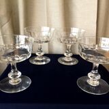 Suite of 4 crystal champagne glasses from the 1930s 1940s