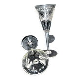 Set of 2 Roemer wine glasses in Saint-Louis crystal? engraved with the garland wheel 1900 H20cm