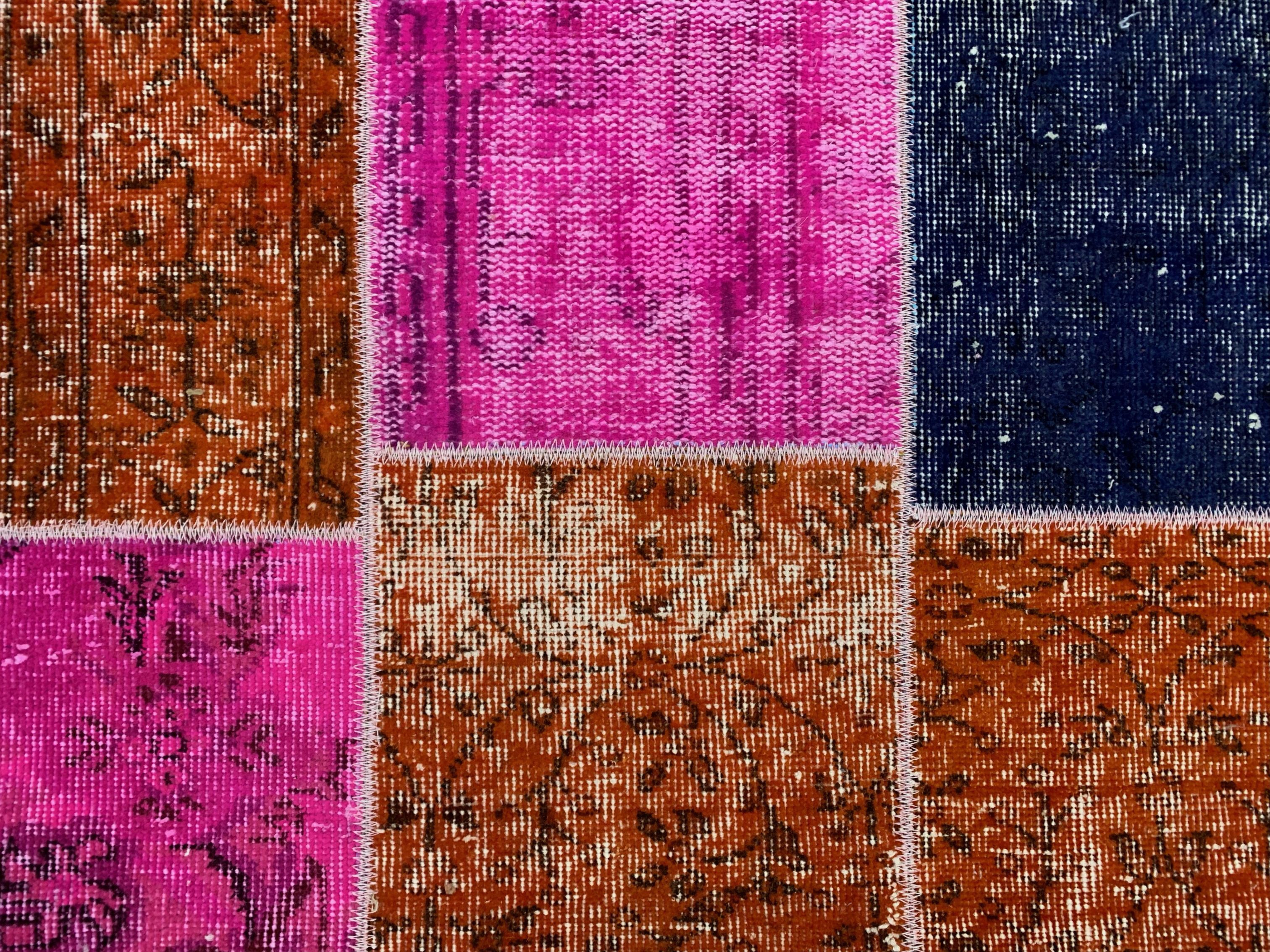 Distressed vintage turkish patchwork rug 150x100 cm wool medium