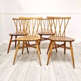 4 Ercol Candlestick Back Dining Chairs