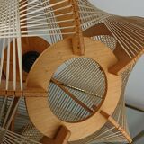 Scandinavian chandelier in thread and wood