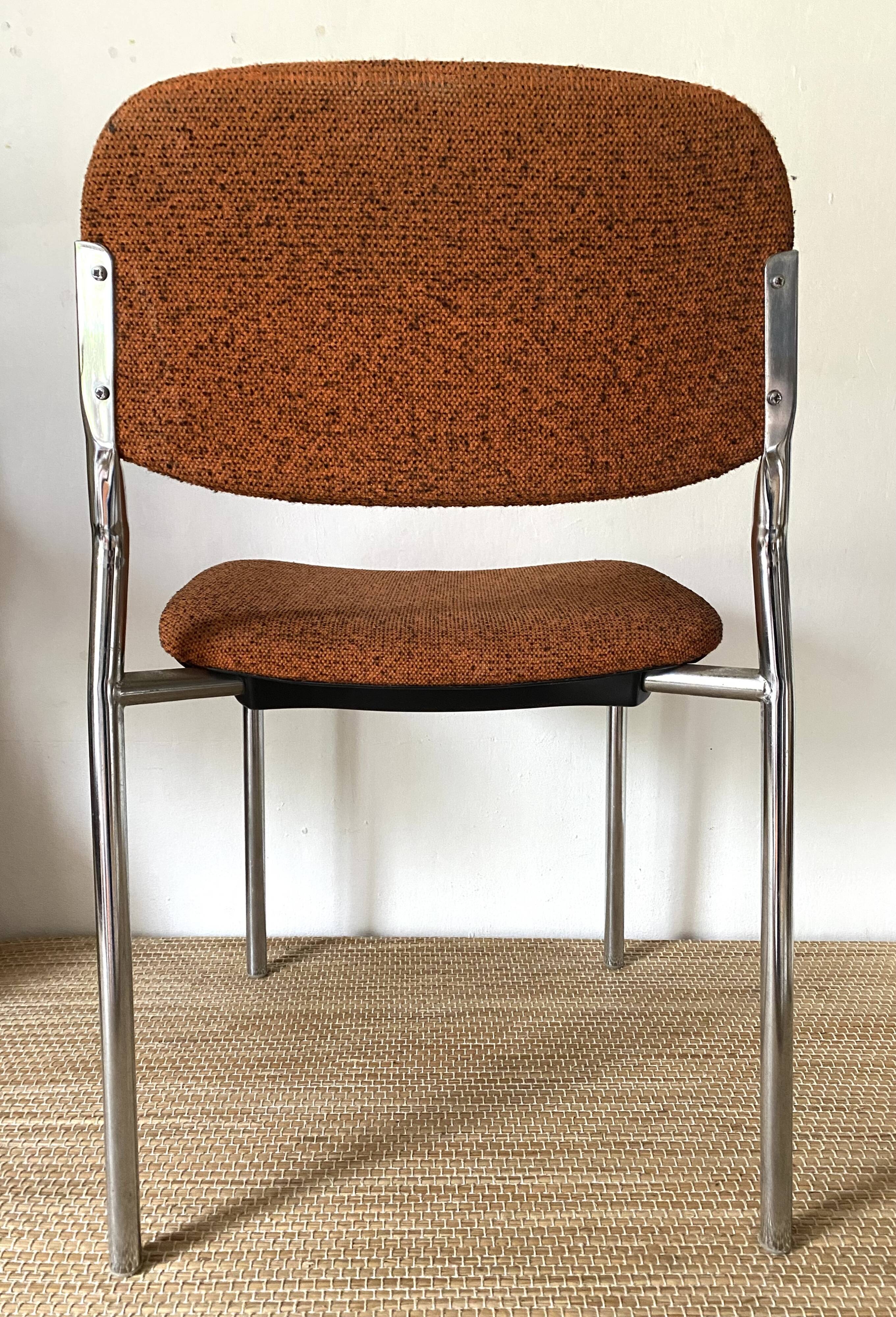 Pair of vintage Eurosit chairs, chrome and tweed, 1970s