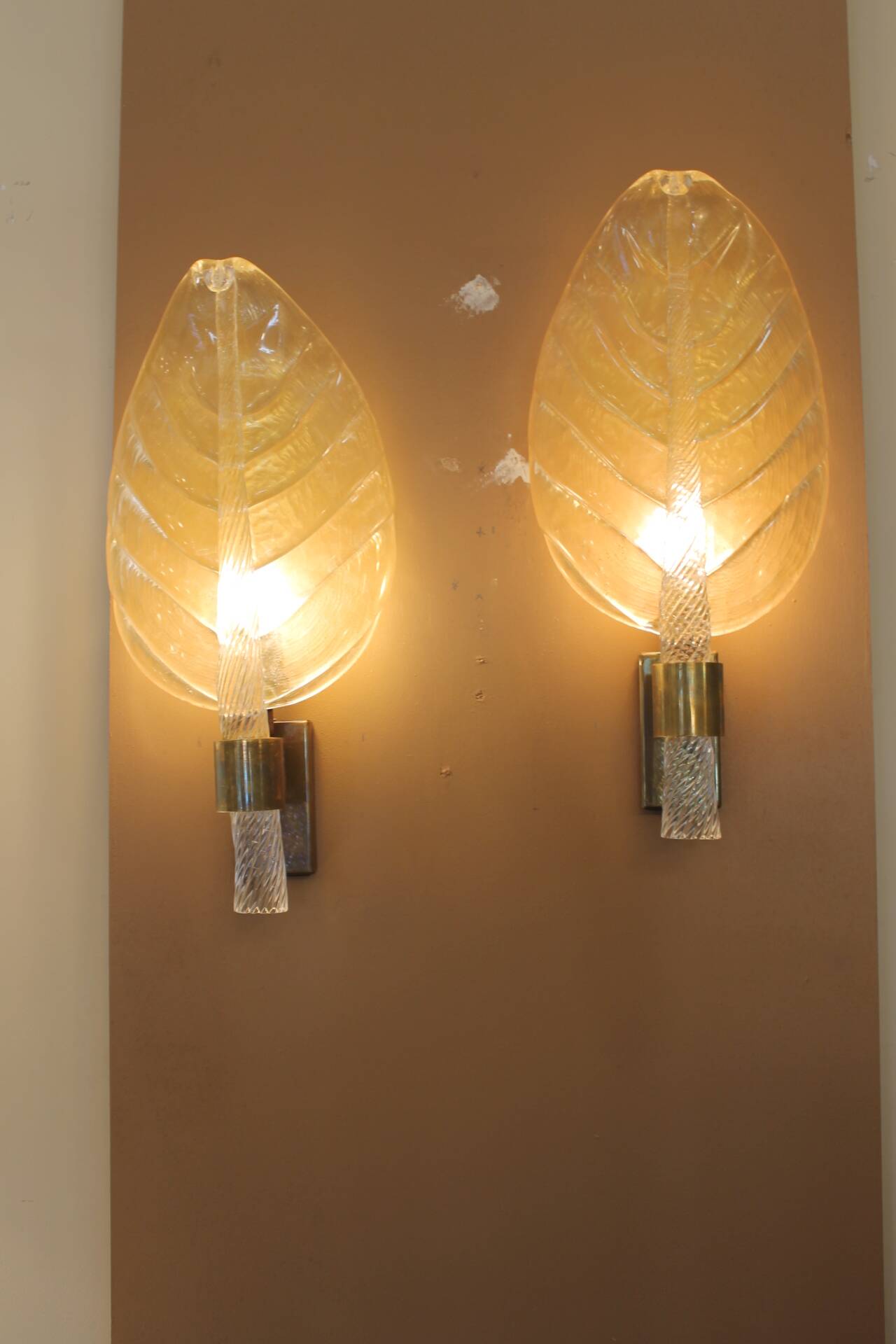 Pair of Murano glass wall lights, Toso