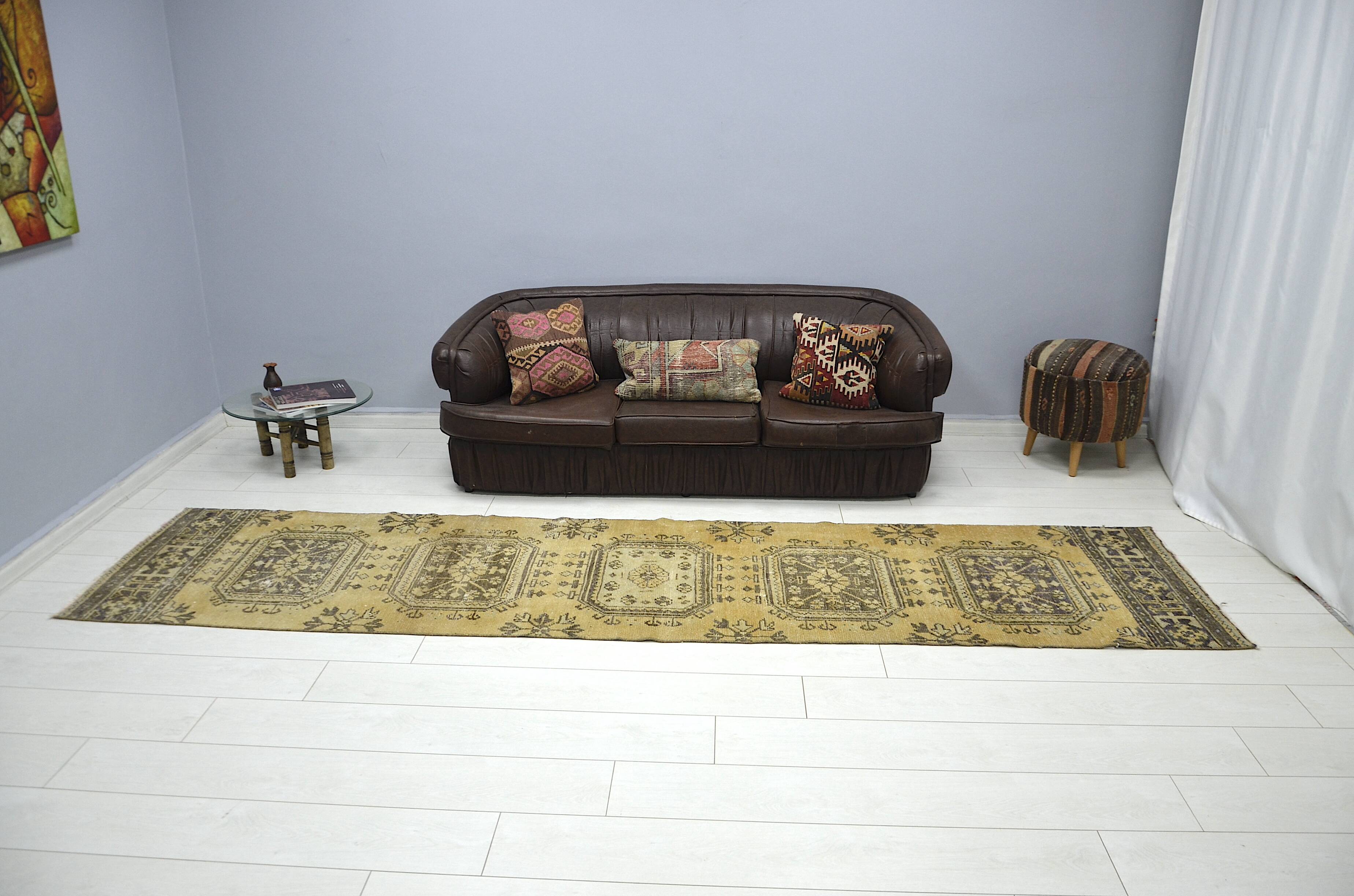 Yellowish & Brown Oushak Runner sku 2255.