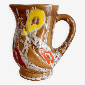 Ceramic pitcher signed Poët Laval Turban 70s