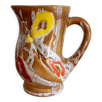 Ceramic pitcher signed Poët Laval Turban 70s