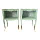 Pair of wooden bedside tables restyled green celadon