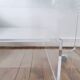 Small glass desk and plexiglass