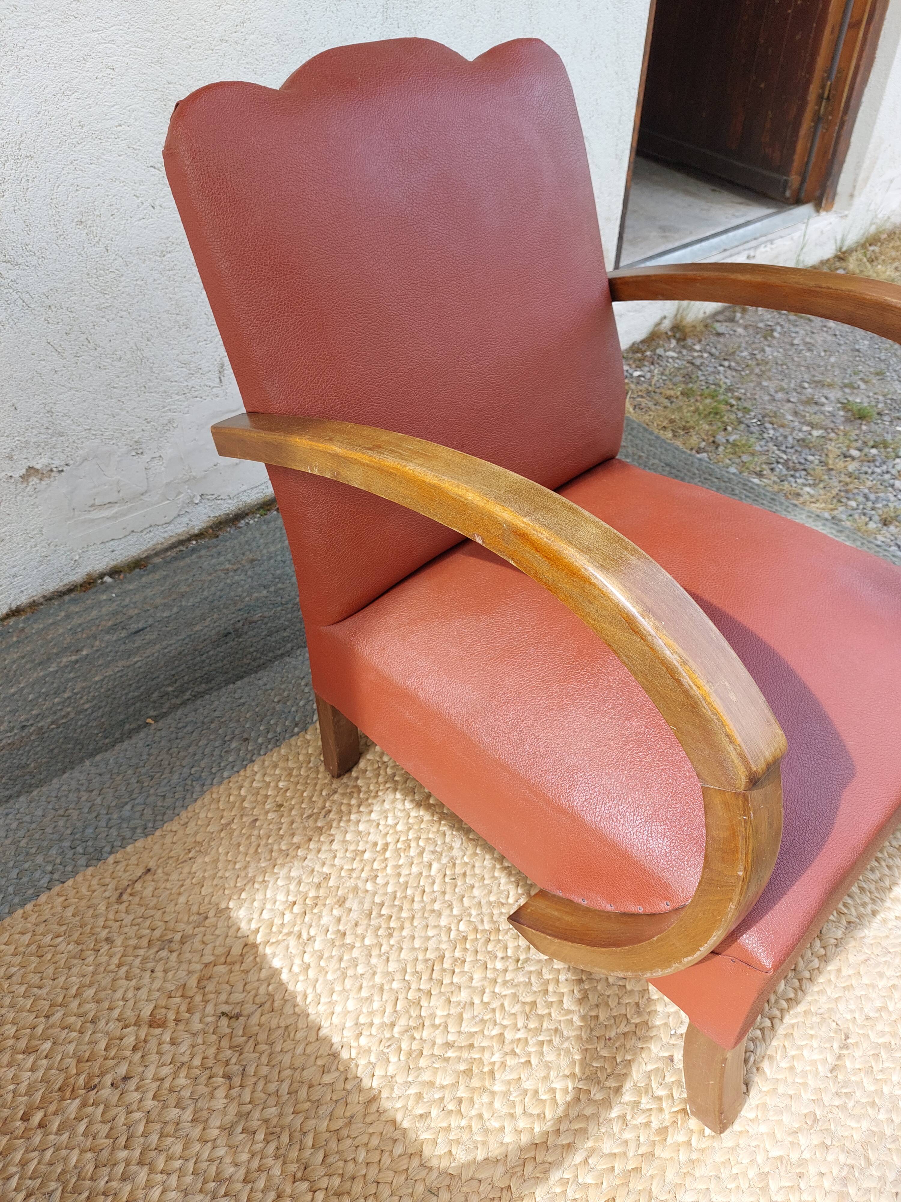 paire de fauteuils art déco, terracotta