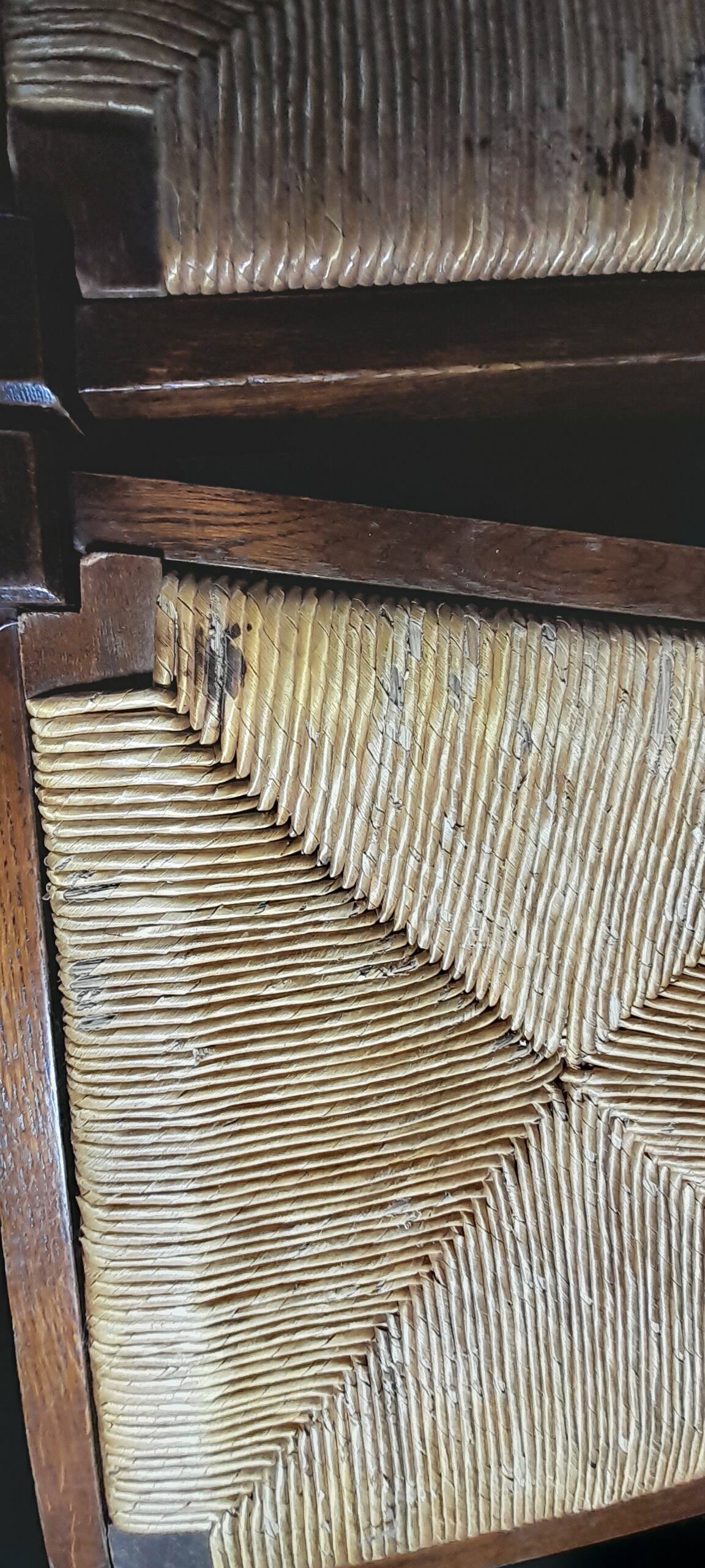 Breton dining room table with 2 extensions and 6 chairs with Breton characters
