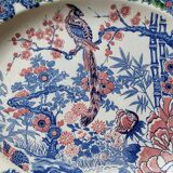 Plat ovale japonisant décor paon