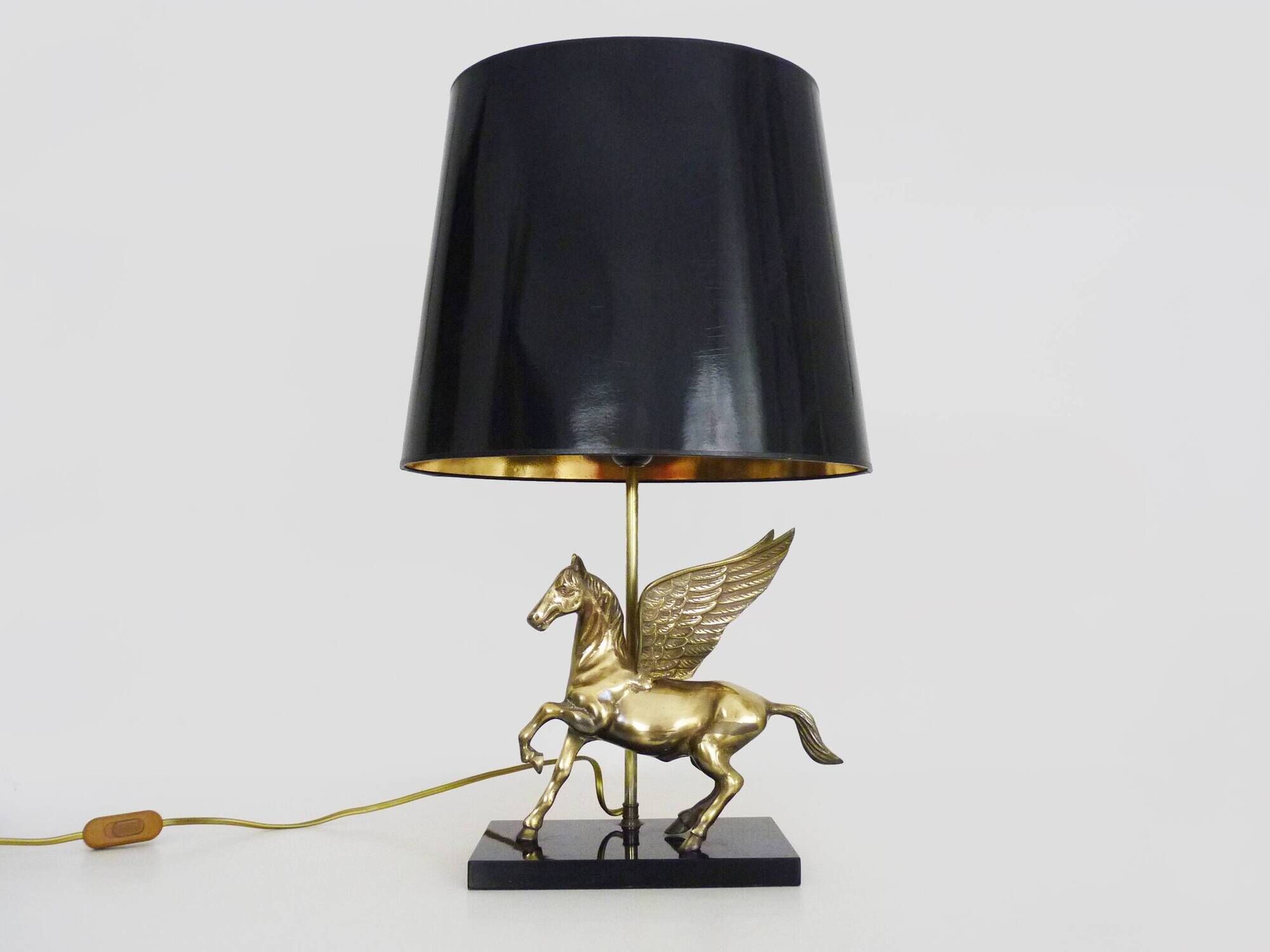 Maison Charles style winged horse desk lamp in vintage brass 1980s
