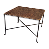 Coffee table in wrought iron and rattan