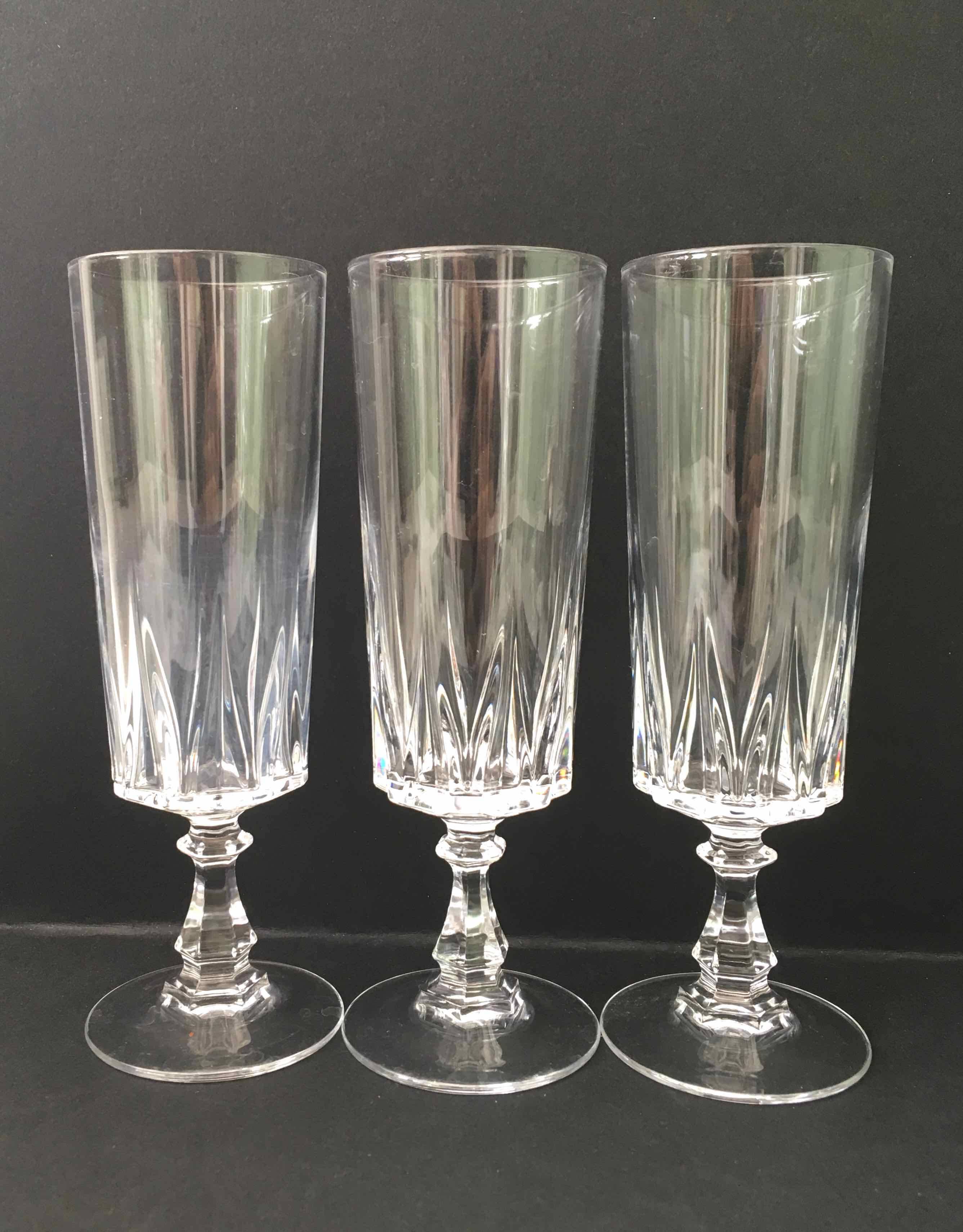6 cut crystal flutes