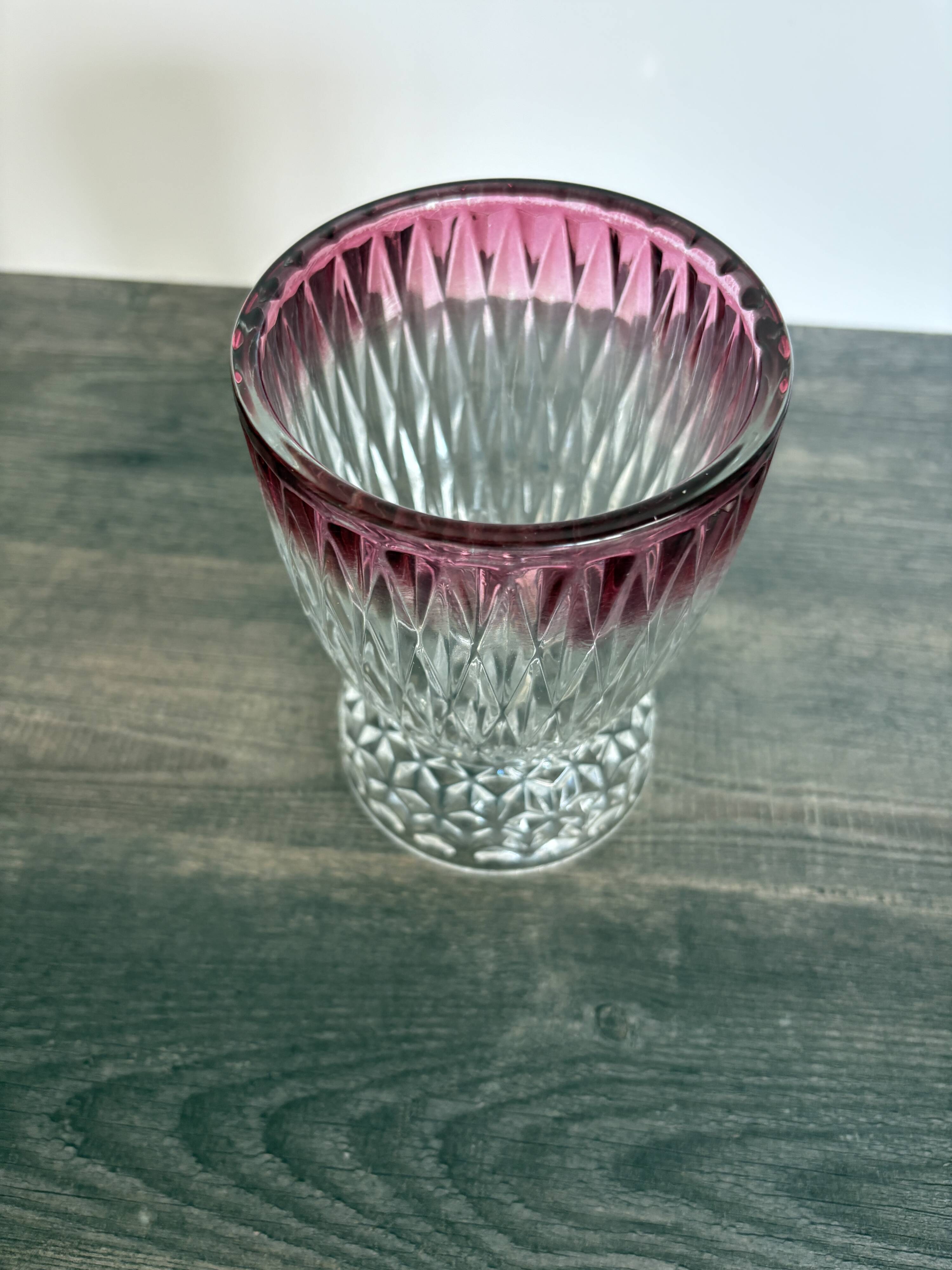 Art Deco vase in cut glass Ruby & Diamond
