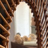 Large antique rattan mirror