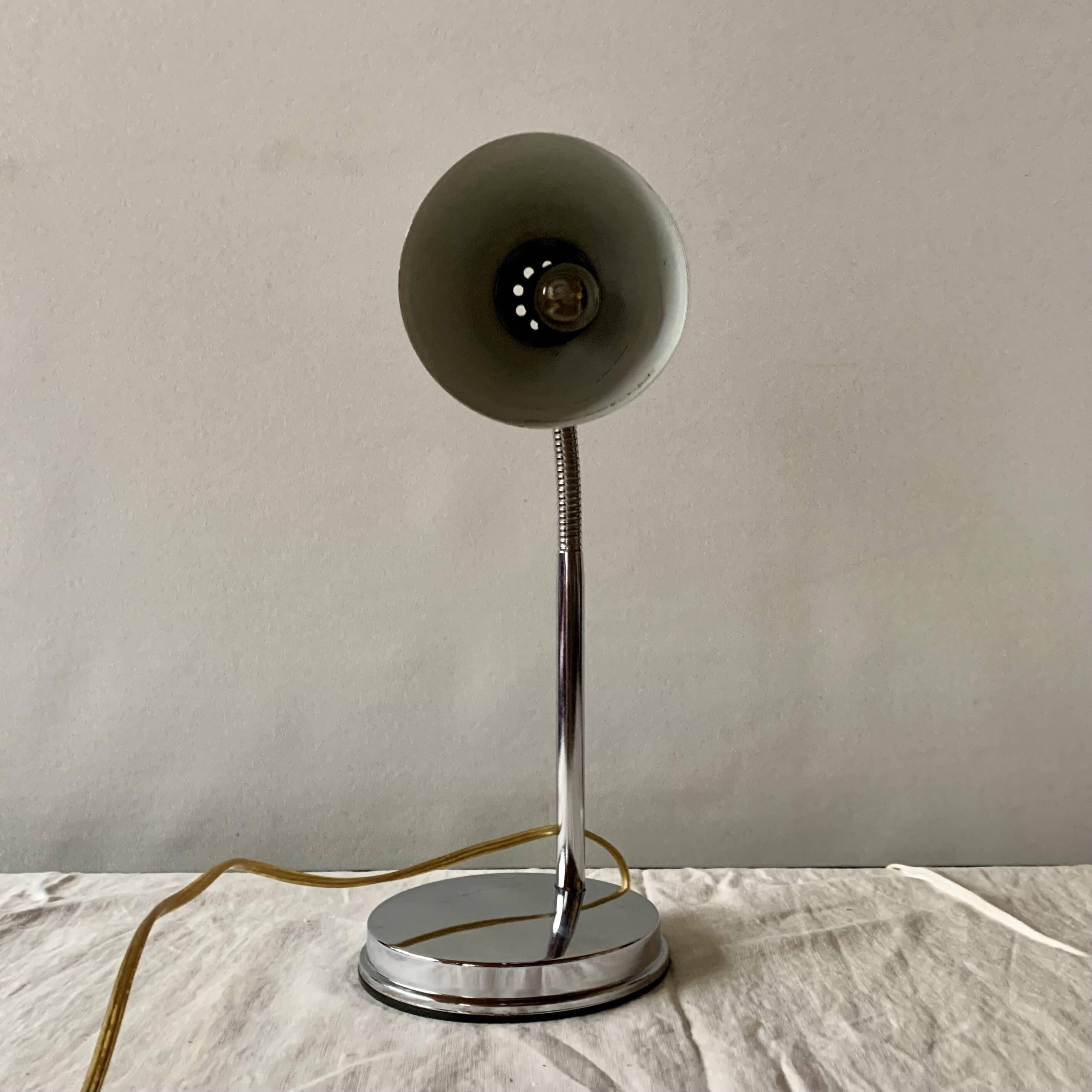 Massive vintage side lamp in chromed metal