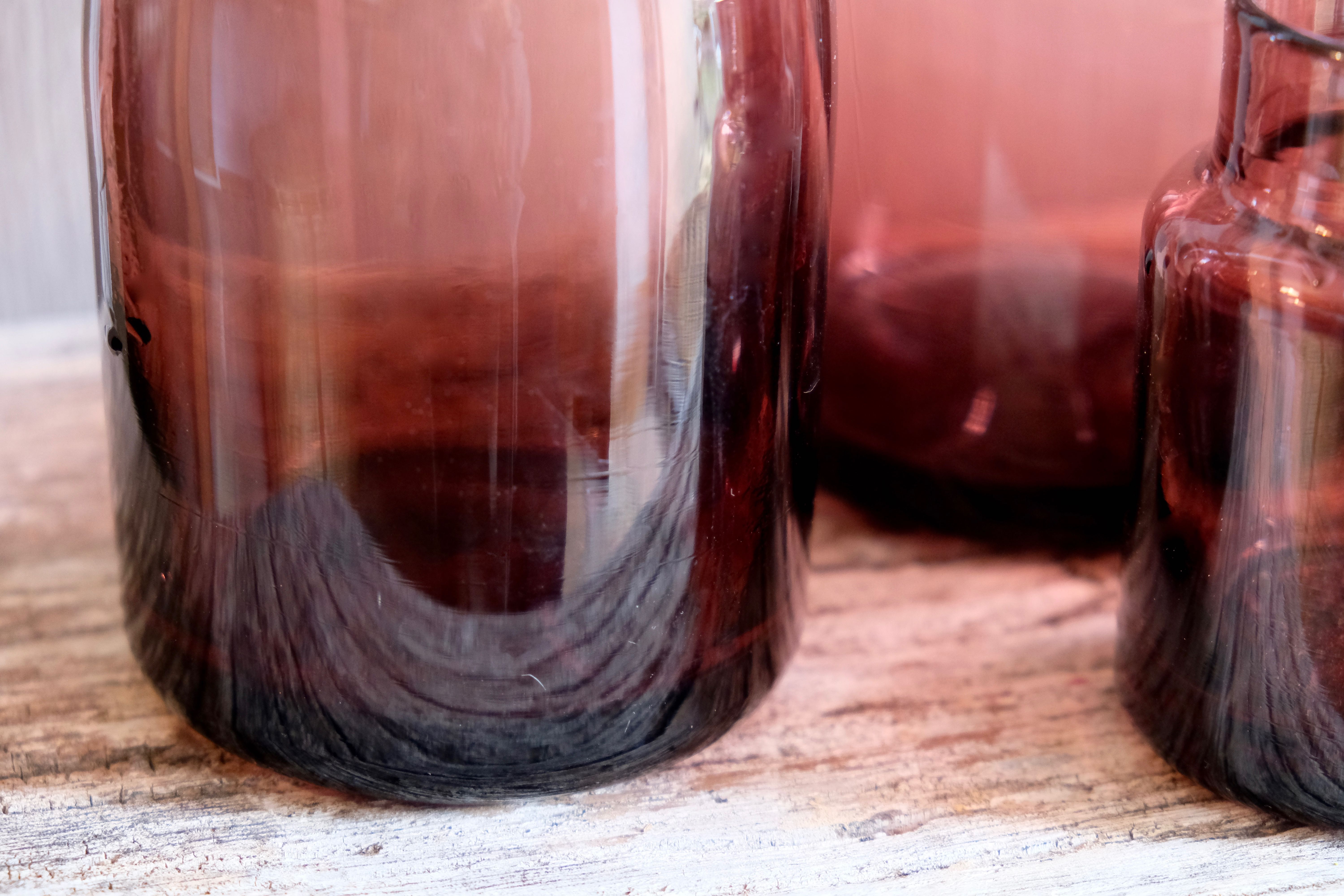 Set 5 vases in blown glass art glass ALLEX, Drôme