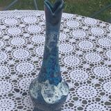 Vase, soliflore in wash-glazed ceramic, shades of blue, Vallauris style, vintage design