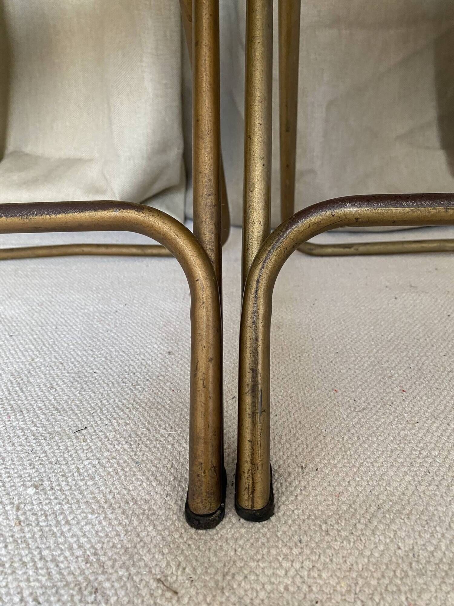Lafuma folding chairs "Chantazur" floral upholstery from the 1960s.