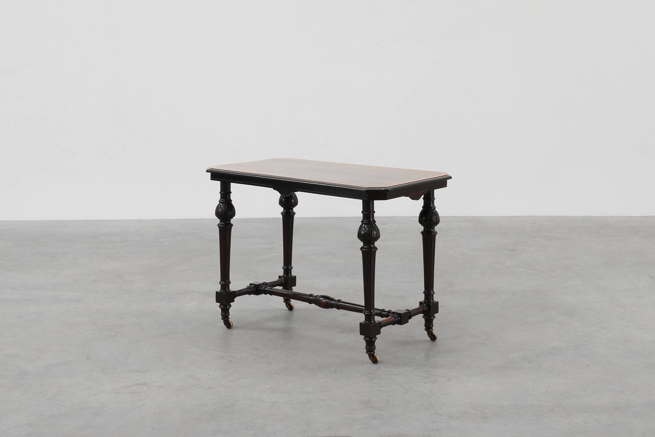 19th Century English side table with geometric wood inlay by John Taylor &