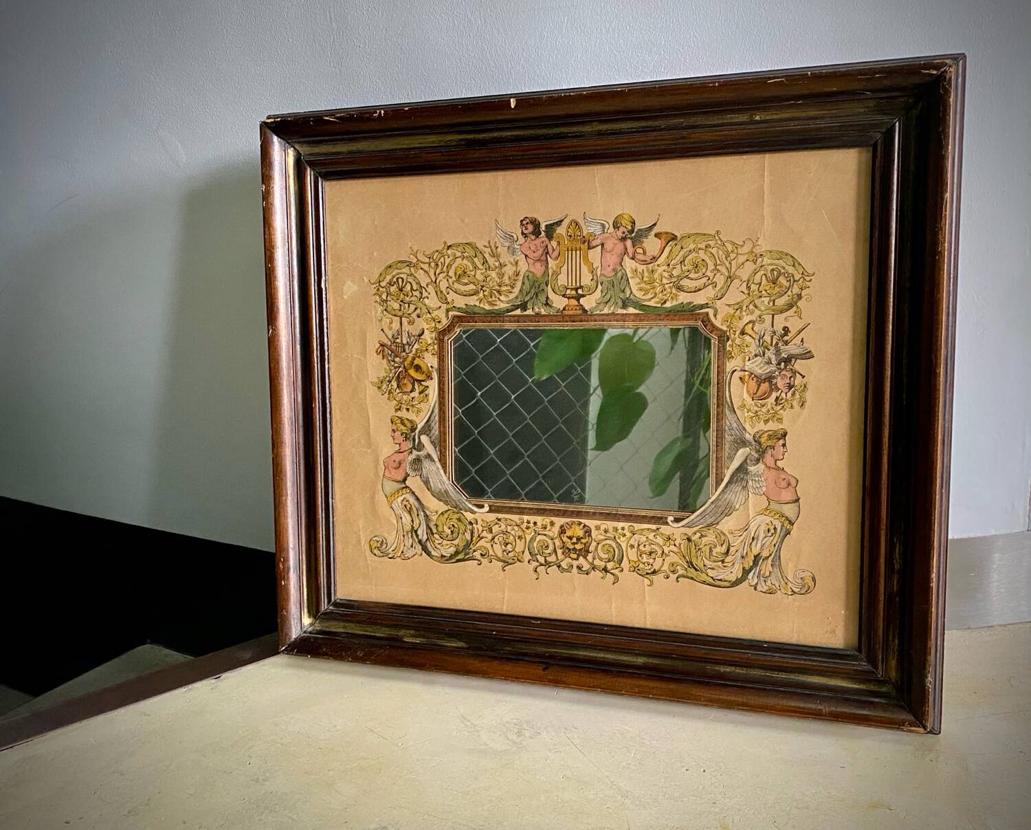 Antique wooden mirror