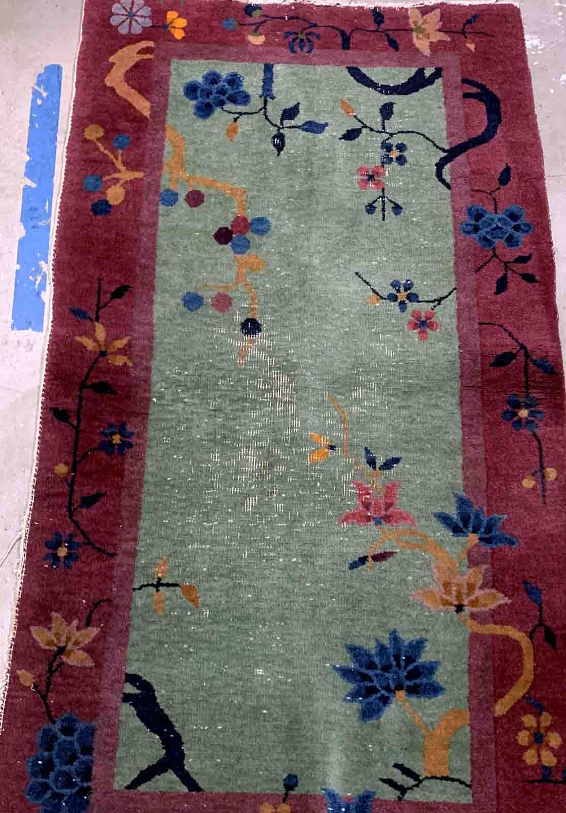 Antique chinese carpet art deco handmade 79cm x 134cm 1920s