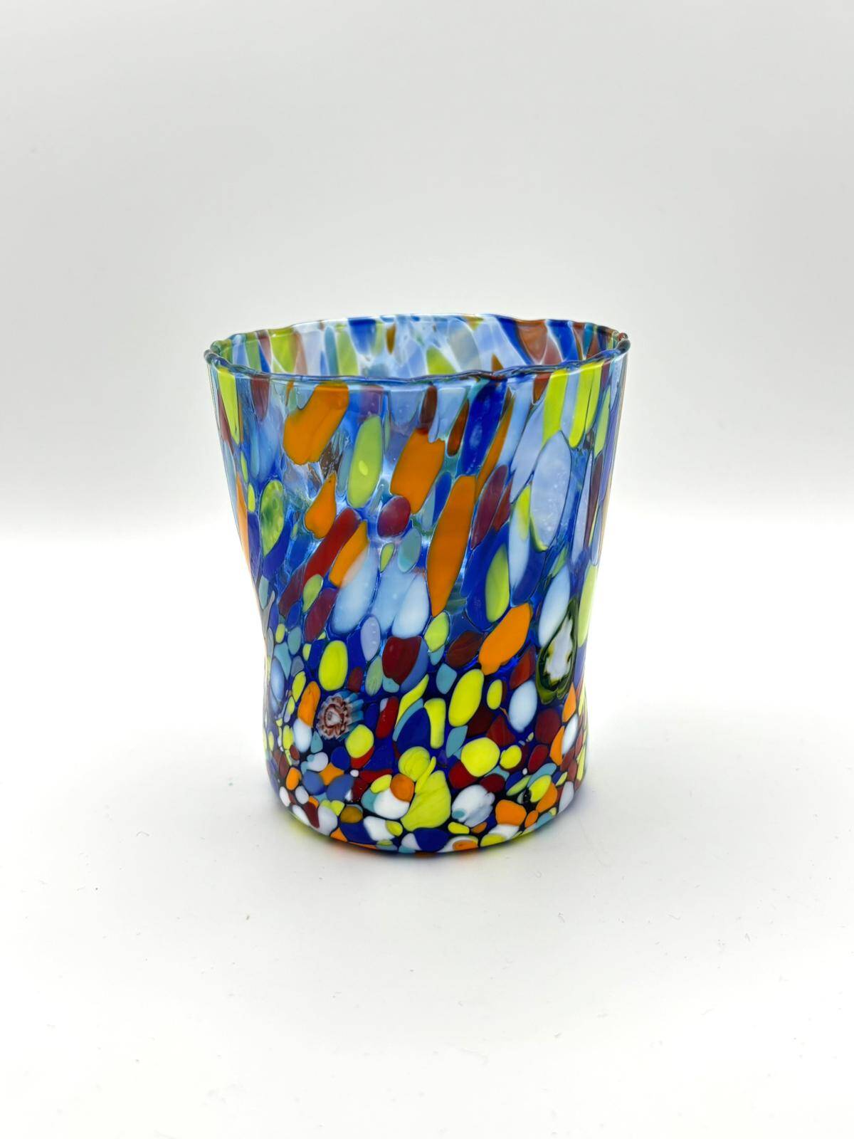 Set of 6 blown glass glasses with Murano murrine.