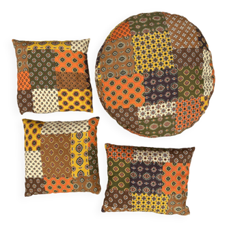 Coussins vintage style patchwork , années 70