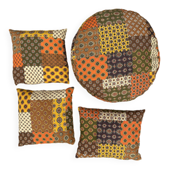 Vintage patchwork style cushions, 70s